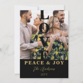 Black & Gold  Minimalist 2 Vertical Photos Xmas シーズンカード (正面)