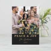 Black & Gold  Minimalist 2 Vertical Photos Xmas シーズンカード (スタンド正面)