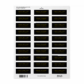Black Gold Minimalist Elegant Return Stickers ラベル (フルシート)