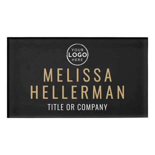 Black Gold Minimalist Logo Employee 名札 (正面)