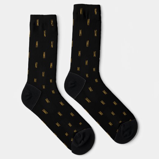 Black & Gold Minimalist Modern Initials Monogram ソックス (右)