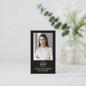 Black Gold Minimalist Photo QR Code Logo 名刺 (スタンド正面)