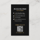 Black Gold Minimalist Photo QR Code Logo 名刺 (裏面)