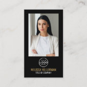 Black Gold Minimalist Photo QR Code Logo 名刺 (正面)