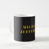 Black & Gold Minimalist Plain Modern Own Name コーヒーマグカップ (正面左)