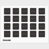 Black & Gold Minimalist Plain Modern Own Name スクエアシール (シート)