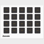 Black & Gold Minimalist Plain Modern Own Name スクエアシール (シート)