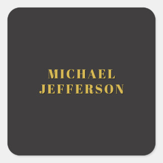 Black & Gold Minimalist Plain Modern Own Name スクエアシール