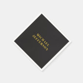 Black & Gold Minimalist Plain Modern Own Name スタンダードカクテルナプキン (角)