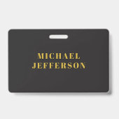 Black & Gold Minimalist Plain Modern Own Name バッジ (正面)