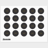 Black & Gold Minimalist Plain Modern Own Name ラウンドシール (シート)