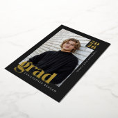 Black Gold Modern 4 Photo Graduation Foil 箔招待状 (回転した状態)