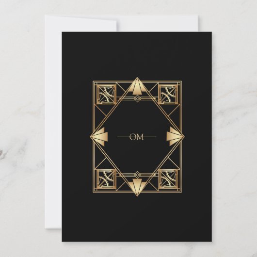 Black & Gold Modern Art Deco Wedding Invitation 招待状 (裏面)