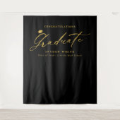 Black Gold Modern Calligraphy Graduation Party タペストリー (正面)