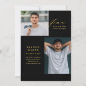 Black Gold Modern Calligraphy Photo Graduation 招待状 (裏面)