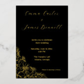 Black & Gold Modern Floral Wedding Foil Invitation 箔招待状 (正面)