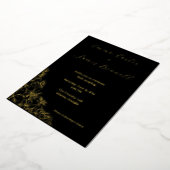 Black & Gold Modern Floral Wedding Foil Invitation 箔招待状 (回転した状態)