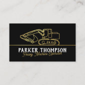 Black Gold Modern Heavy Machine Operator QR Code 名刺 (正面)