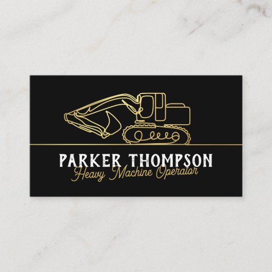 Black Gold Modern Heavy Machine Operator QR Code 名刺 (正面)
