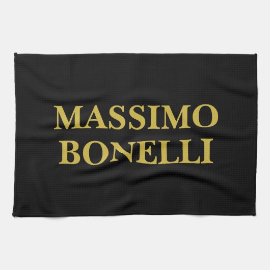 Black Gold Modern Minimalist Elegant Your Name キッチンタオル (横)