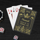 Black Gold Monogram Crown Personalized Name Text トランプ<br><div class="desc">There's no reason you can't enjoy fancy things, especially if you're the queen or king in your family. This ultra-luxurious, personalized playing card design includes your monogram and name in black and (faux, printed) gold, complete with crown and lots of intricate, vintage flourishes. The best part? You can also choose...</div>