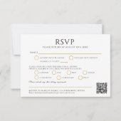 Black gold monogram meal option wedding QR code 出欠カード (裏面)
