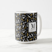 Black Gold Monogram Name Christmas Holiday コーヒーマグカップ (正面右)