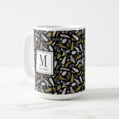 Black Gold Monogram Name Christmas Holiday コーヒーマグカップ (正面左)