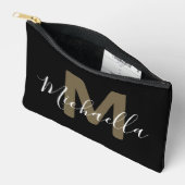 Black & Gold Monogram Name Small Accessory Pouch アクセサリーポーチ (見開き)