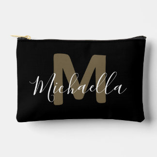 Black & Gold Monogram Name Small Accessory Pouch アクセサリーポーチ