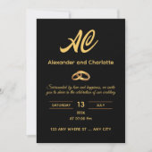Black Gold Monogram Wedding Invitation 招待状 (正面)