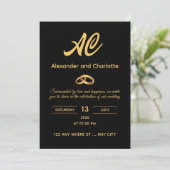 Black Gold Monogram Wedding Invitation 招待状 (スタンド正面)