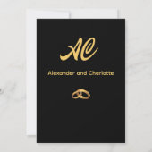 Black Gold Monogram Wedding Invitation 招待状 (裏面)