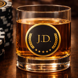 Black & Gold Monogram Whiskey Glass | Poker ウイスキーグラス