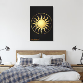 Black Gold Moon Sun Boho Canvas Wall Art Decor キャンバスプリント