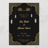 Black & Gold Muslim wedding invitation Editable 招待状 (正面)