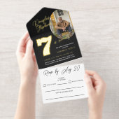 Black Gold Name Photo Milestone Birthday オールインワン招待状 (切り取り部)