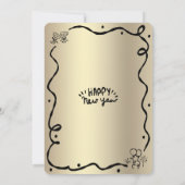 Black Gold New Year Cheer Hand Drawn Sketch Party 招待状 (裏面)