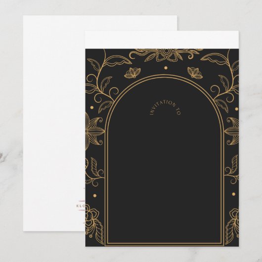 Black & Gold New Year's Eve Invitation an 招待状 (正面/裏面)