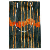 Black gold orange Art Nouveau stripes ミディアムペーパーバッグ (正面)