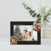 Black Gold Ornaments Botanical Photo Christmas シーズンポストカード (スタンド正面)