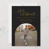 Black & Gold Oval Photo Modern Script Graduation 招待状 (裏面)