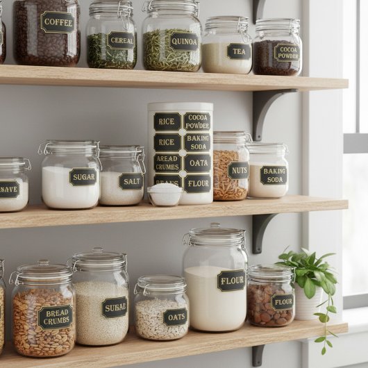 Black & Gold Pantry Label Stickers シール