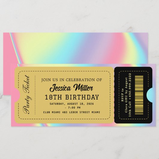 Black & Gold Party Ticket 招待状 (正面/裏面)