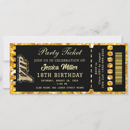 Black & Gold Party Ticket 招待状 (正面)