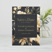 Black & Gold Peony Gothic Save the Date セーブザデート (スタンド正面)