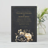 Black & Gold Peony Gothic Wedding Invitation 招待状 (スタンド正面)