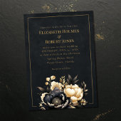 Black & Gold Peony Gothic Wedding Invitation 招待状