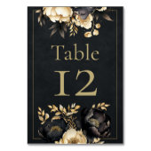 Black & Gold Peony Wedding Table Number テーブルナンバー (裏面)