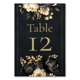 Black & Gold Peony Wedding Table Number テーブルナンバー